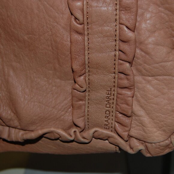 ❤️GERARD DAREL Soft Lamb Leather Gold Metal Hobo Purse Shoulder Bag - Picture 3 of 12